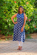Handblock Elephant Print Pure Cotton Indigo Kurthi