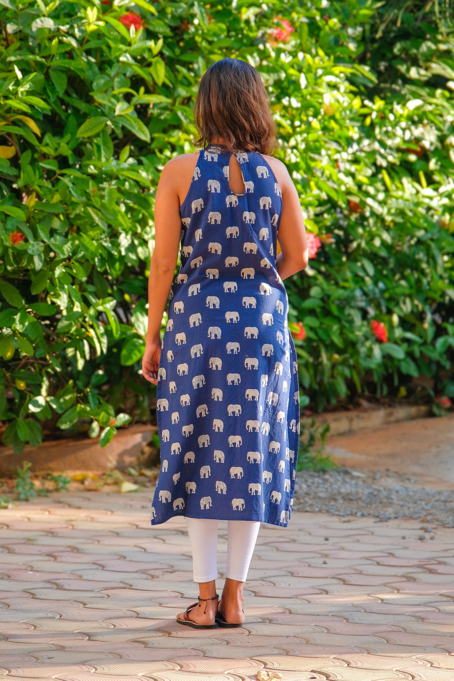 Handblock Elephant Print Pure Cotton Indigo Kurthi