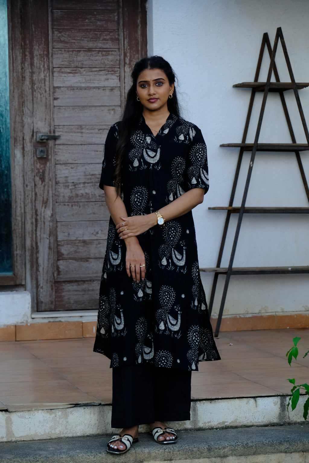 Mistic Black Cotton Kurti Set with Unique Print