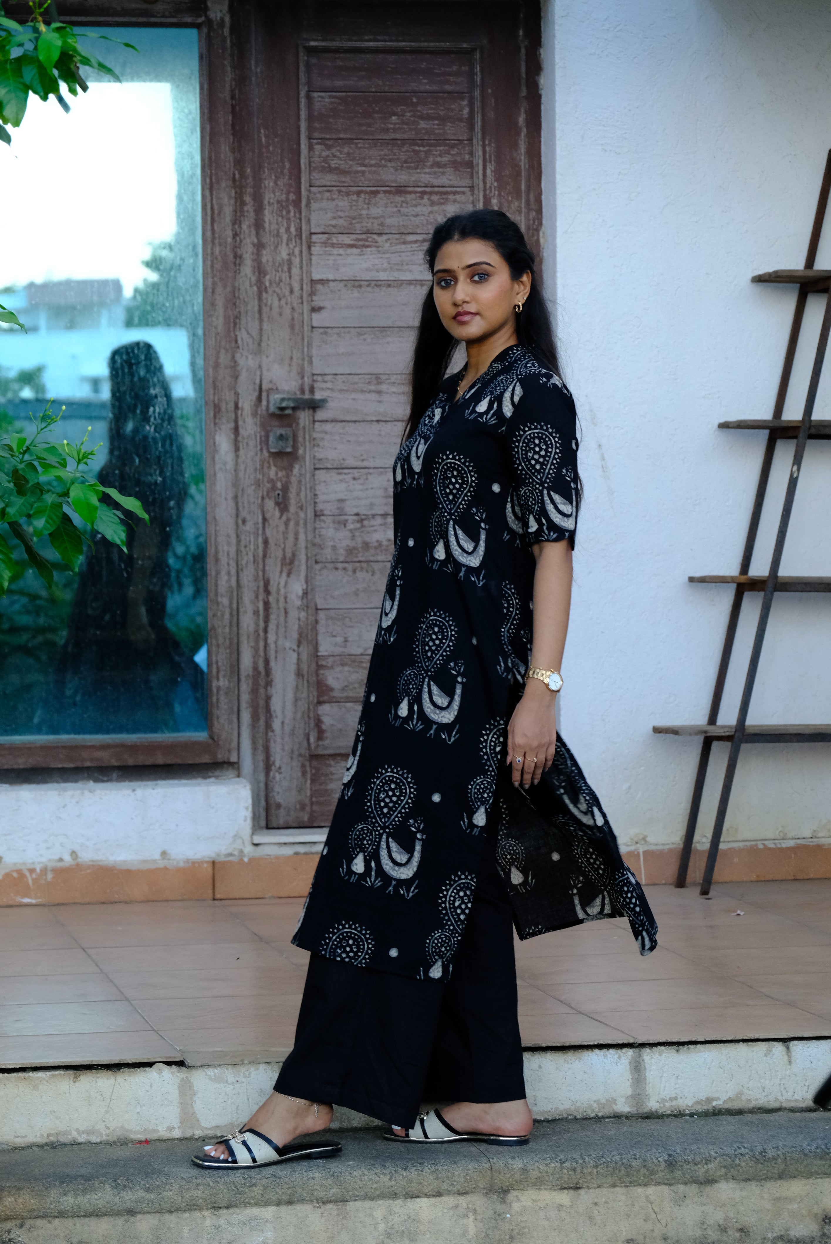 Mistic Black Cotton Kurti Set with Unique Print