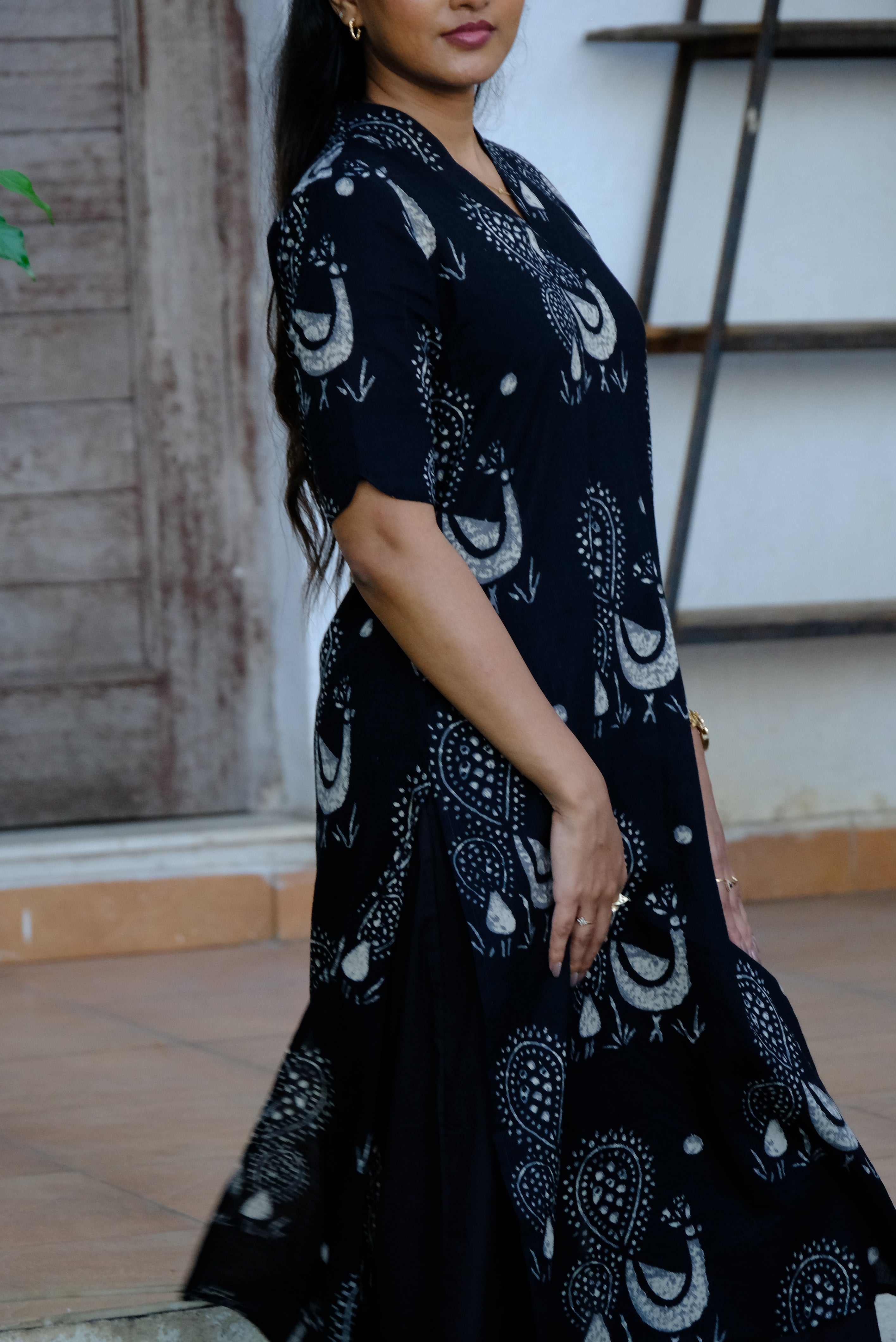 Mistic Black Cotton Kurti Set with Unique Print