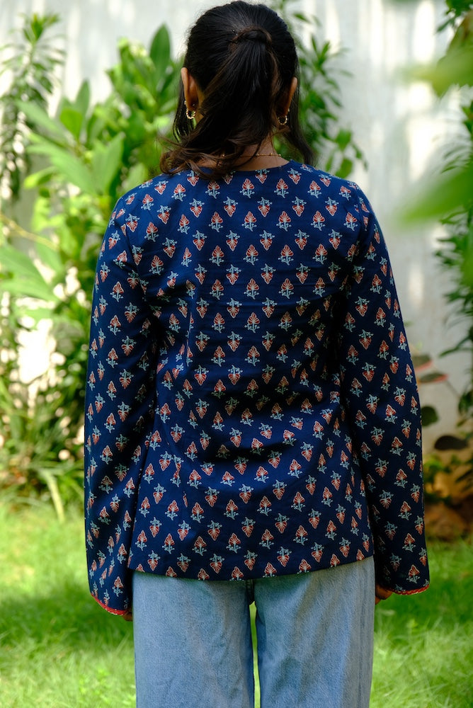 Stylish Indigo Cotton Short Top