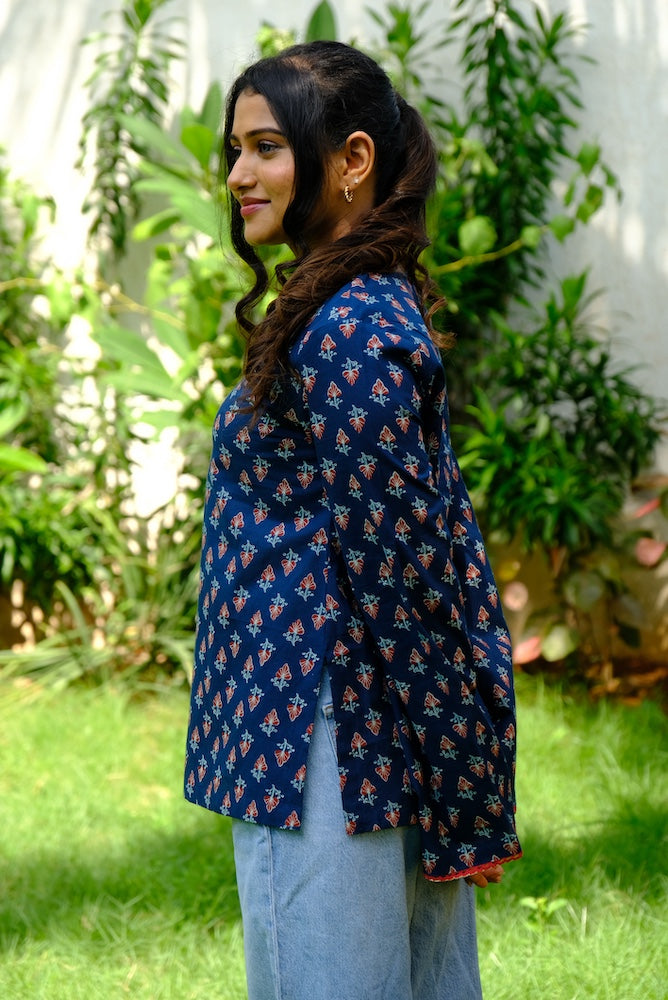 Stylish Indigo Cotton Short Top